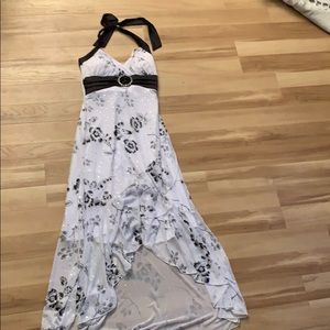 Black and white floral dress.